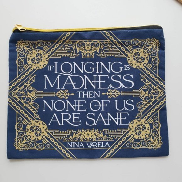 Illumicrate Crier's War Fabric Zipper Pouch Nina Varela Iron Heart with Book Quo - Picture 1 of 7